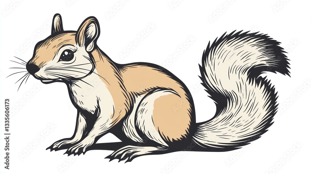 Fototapete a stylized illustration of a squirrel. features a detailed rendering of the animal's body, face, and