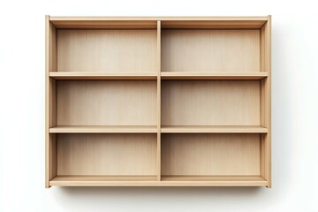 Wooden bookshelf with books on the wall.