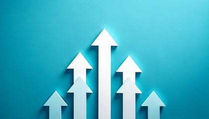 成功、上昇をイメージしたたくさんの矢印が真上に伸びる背景