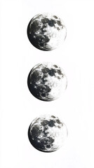 Obraz premium Three Moons Phases Celestial Body Lunar Theme White Background
