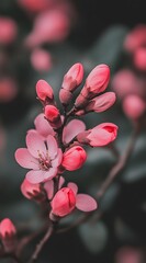 Fototapeta premium Delicate Pink Blossoms Branching Out Gracefully