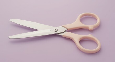 Pastel Pink Scissors on Purple Background