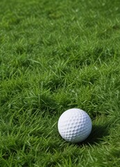 Golf ball on lush green grass with subtle texture and shading,  nature,  recreation,  leisure