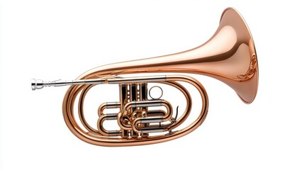 Obraz premium Shiny Brass Euphonium with Elegant Curves Displayed on a White Background