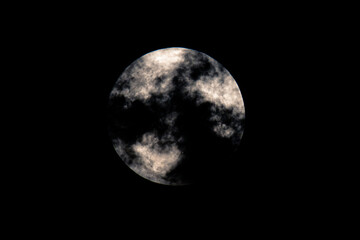 Partial Lunar Eclipse - Blood Moon, Full Moon and dark clouds