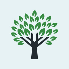 A stylized graphic illustration depicting a vibrant green tree
