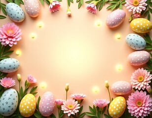 Happy Easter frame border card, space for wishes