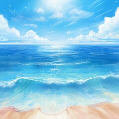 晴れ渡る空！青い海！旅行に行きたくなるようなイラスト素材