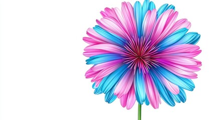 Obraz premium Vibrant Blue and Pink Flower on Solid White Background with Delicate Petals