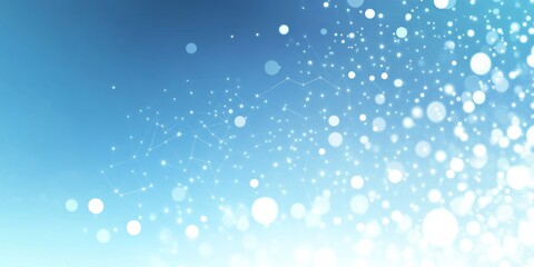 Obraz premium Network of glowing white dots and lines on blue background