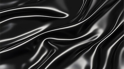 Obraz premium Smooth black silk fabric with elegant folds and wrinkles.