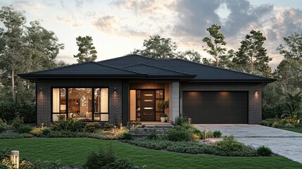 Exterior facade of a new modern Australian-style home