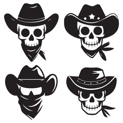 Cowboy Skull Silhouette for Western and Gothic Themes