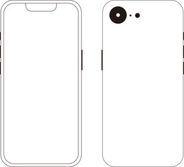 線画で表現したスマートフォン、白い背景