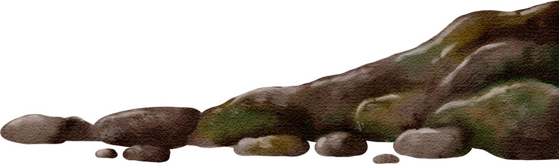 Sleek River Stones and Beautifully Mossy Rocks Gracefully Positioned by the Shoreline