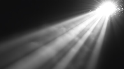 Bright light beam rays through dark smoke.