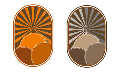 minimalist sunset illustration wiht geometric hills