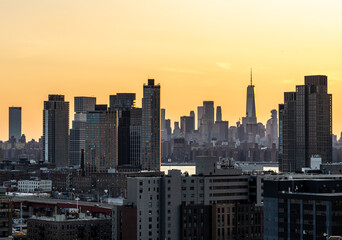 Fototapeta premium new york city skyline at sunset