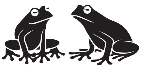 Frogs Silhouette Set Flat Illustration