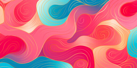 Fototapeta premium Abstract Background of Colorful Thick Saturated Dark Pinks and Blues in a Wavy Swirl Pattern
