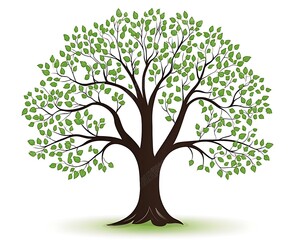 Obraz premium Lush green tree, outdoor, white background