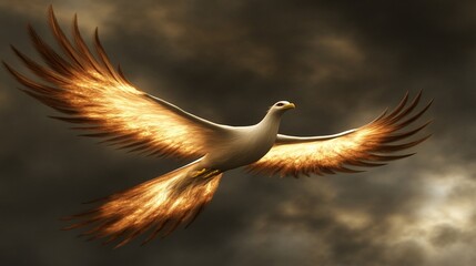 Fiery Dove in Flight