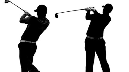 Golfers Swinging Driver, Studio Silhouette