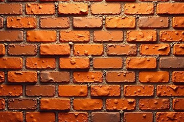 Rustic orange brick tile wall, textured surface, masonry, architecture
