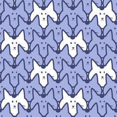 Cat Face Pattern, Whimsical Cat Tile, Blue Cat Repeat, Blue & White Cat Face Pattern, Stylized Cat Head Repeat Design
Fun Cat Silhouette Tile Pattern