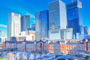 東京駅　丸の内口周辺の都市風景