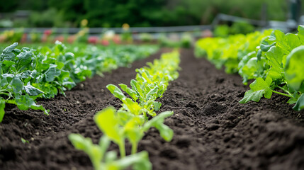 Healthy soil nourishes variety of crops, creating vibrant and bountiful scene. testament to nature resilience and promise of fresh produce
