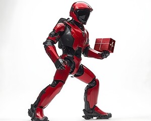 Red Robot Delivers Gift, Studio Shot