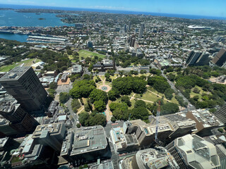 Aerial landscape view of Sydney city eastern suburbs skyline