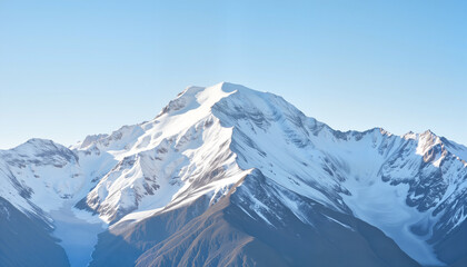 Obraz premium Majestic snow-capped mountain under clear sky, grandeur of nature