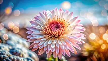 Delicate Pink Flower Panoramic, Soft Focus Bloom, Blurred Background, Floral Photography, Nature Wallpaper