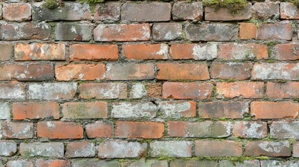Obraz premium An Old Weathered Brick Wall Showing Multiple Different Colors and Textures