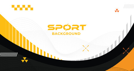 Abstract yellow black white background. Sporty design in flowing wave style. Illustration for sports, athletics, training, workout, football