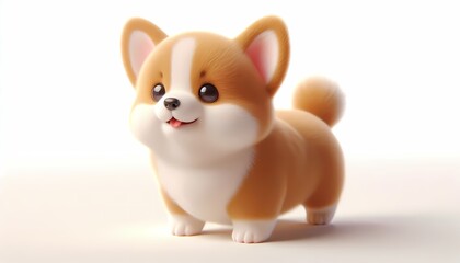 Fototapeta premium Playful 3D-style baby corgi with wagging tail and friendly expression