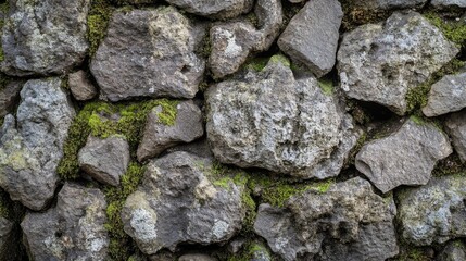 Fototapeta premium A close up view of a stone wall with moss