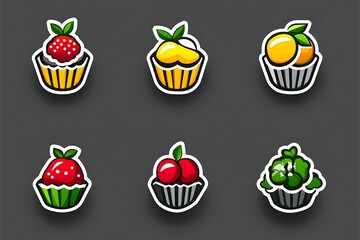 Fruity Cupcakes Graphic Design Set