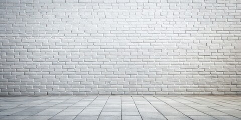 Fototapeta premium White Brick Wall & Grey Paving Stone Floor - Architectural Texture Background