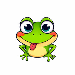 Obraz premium Funny green frog Cartoon character design Vector illustration isolated