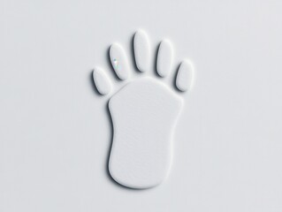 Obraz premium Clean white footprint impression on a smooth surface, symbolizing innocence or purity