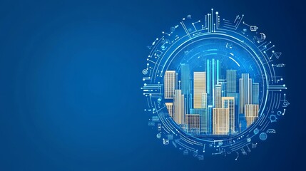Obraz premium Digital Cityscape - Futuristic Architecture Illustration