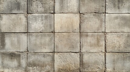 Fototapeta premium A weathered concrete block wall displaying various shades and textures