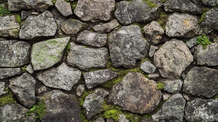 Obraz premium Close up view of textured gray stone brick wall