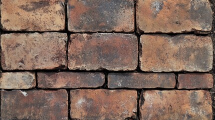 Obraz premium Close up view of weathered brick wall construction
