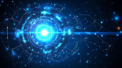 Obraz premium Abstract Technology Design with Glowing Blue Lines