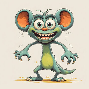 recommend clip art: Scared cartoon funny monster with big ears Clipart illustration