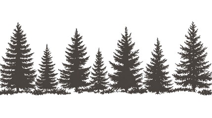 Obraz premium Dark silhouettes of evergreen trees.